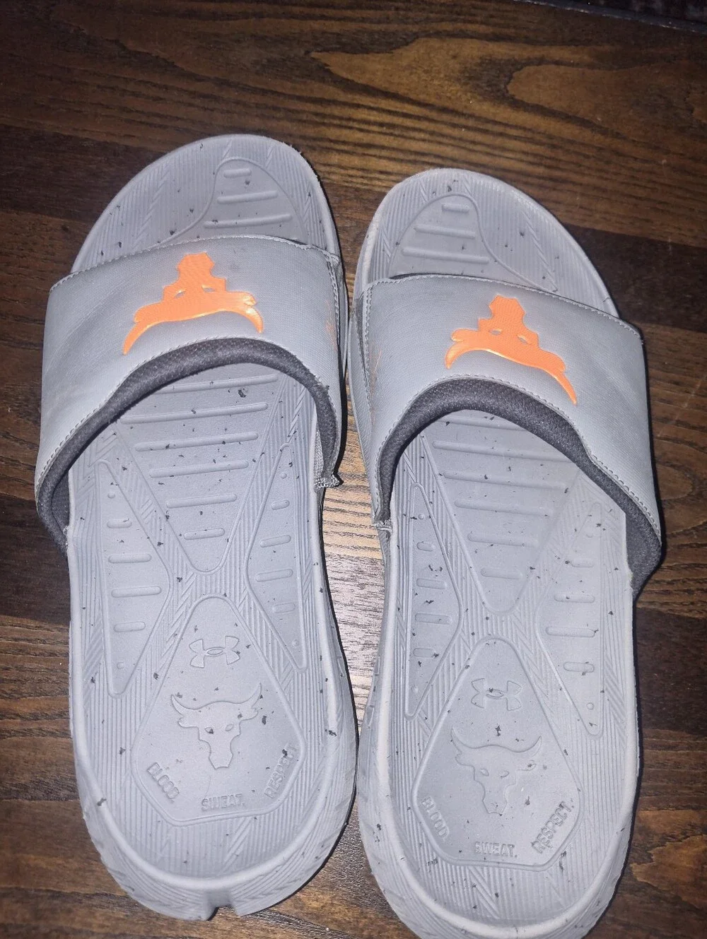 Under Armour Project Rock 3 Slides Mens Size 13 Grey Recovery Slip